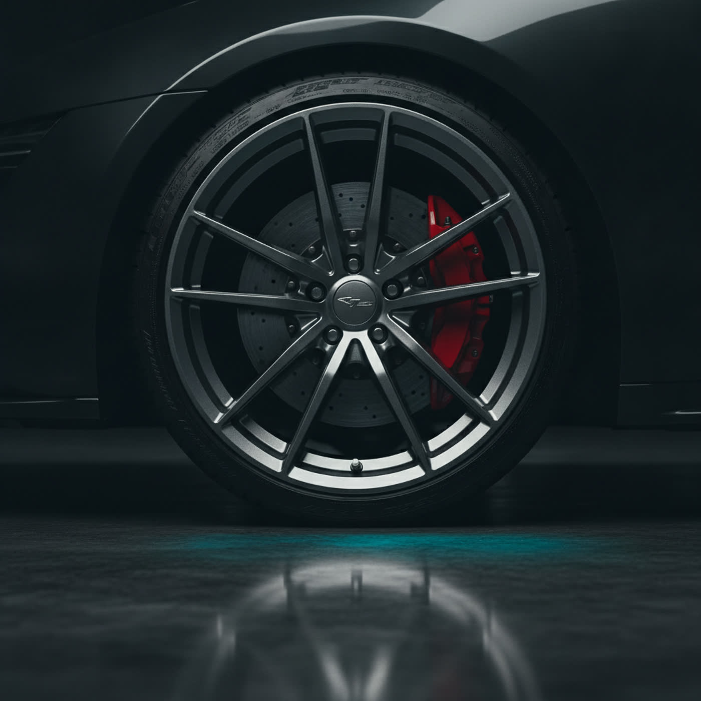 Cleaned alloy wheel and dressed tire